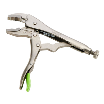 7" Curved Jaw Trigger Release Locking Pliers with Wire Cutter - Green