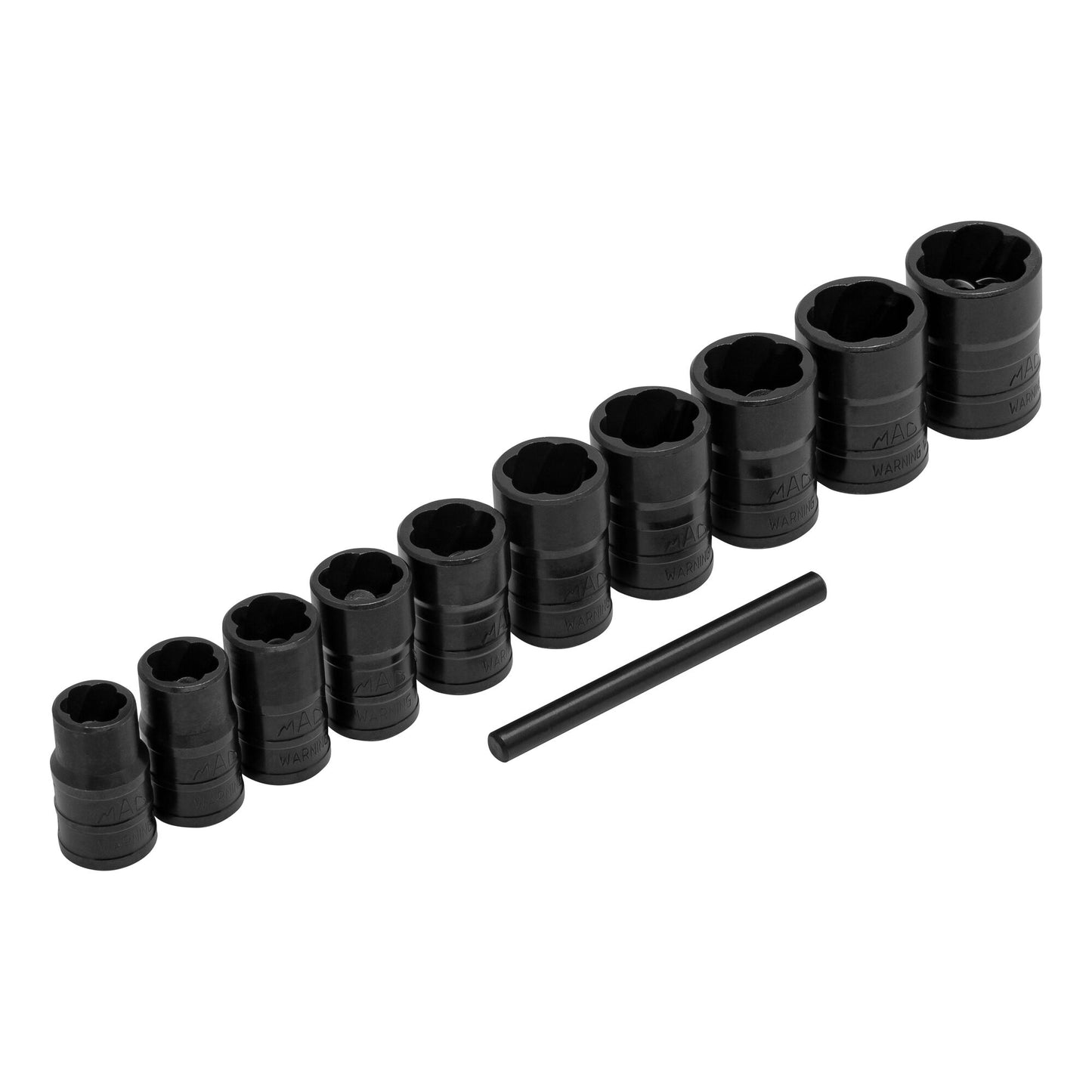 10-PC. Jeu de douilles torsadées à prise 3/8"