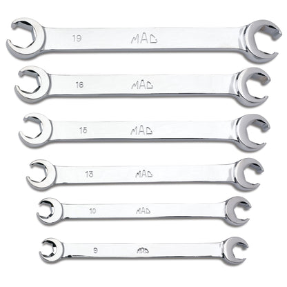 6-PC. Metric Double-End Flare Nut Wrench Set - 6-PT.