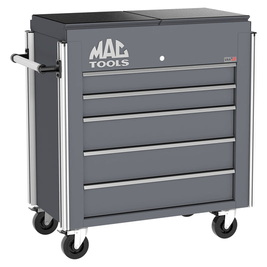 5-Drawer Utility Cart w/ Split Sliding Lid - Carbon Gray