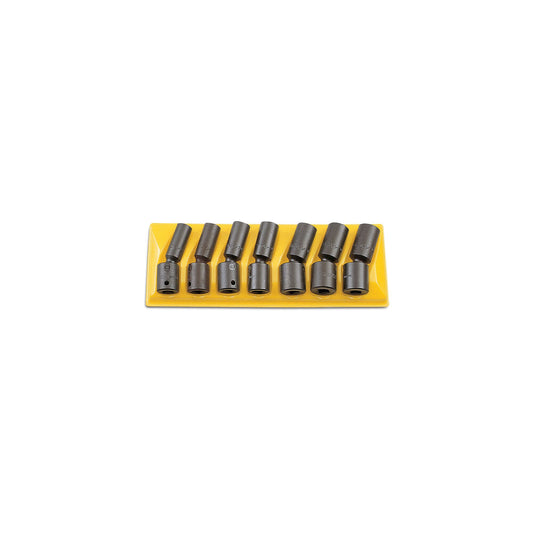 7-PC. 1/2" Drive Metric Deep Impact Universal Socket Set - 6-PT.