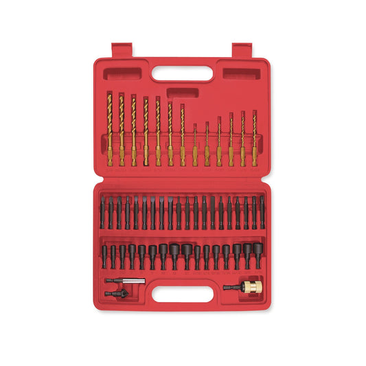 52-PC. 1/4" Hex Quick-Disconnect Titanium-Nitride Coated Drill Bit and Driver Set