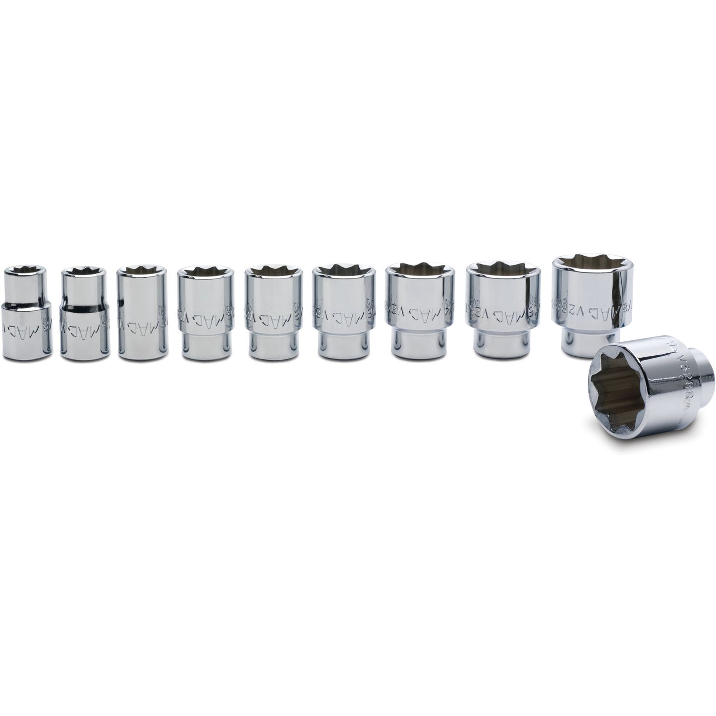 10-PC. Jeu de douilles SAE à prise 1/2 po - 8 pts.