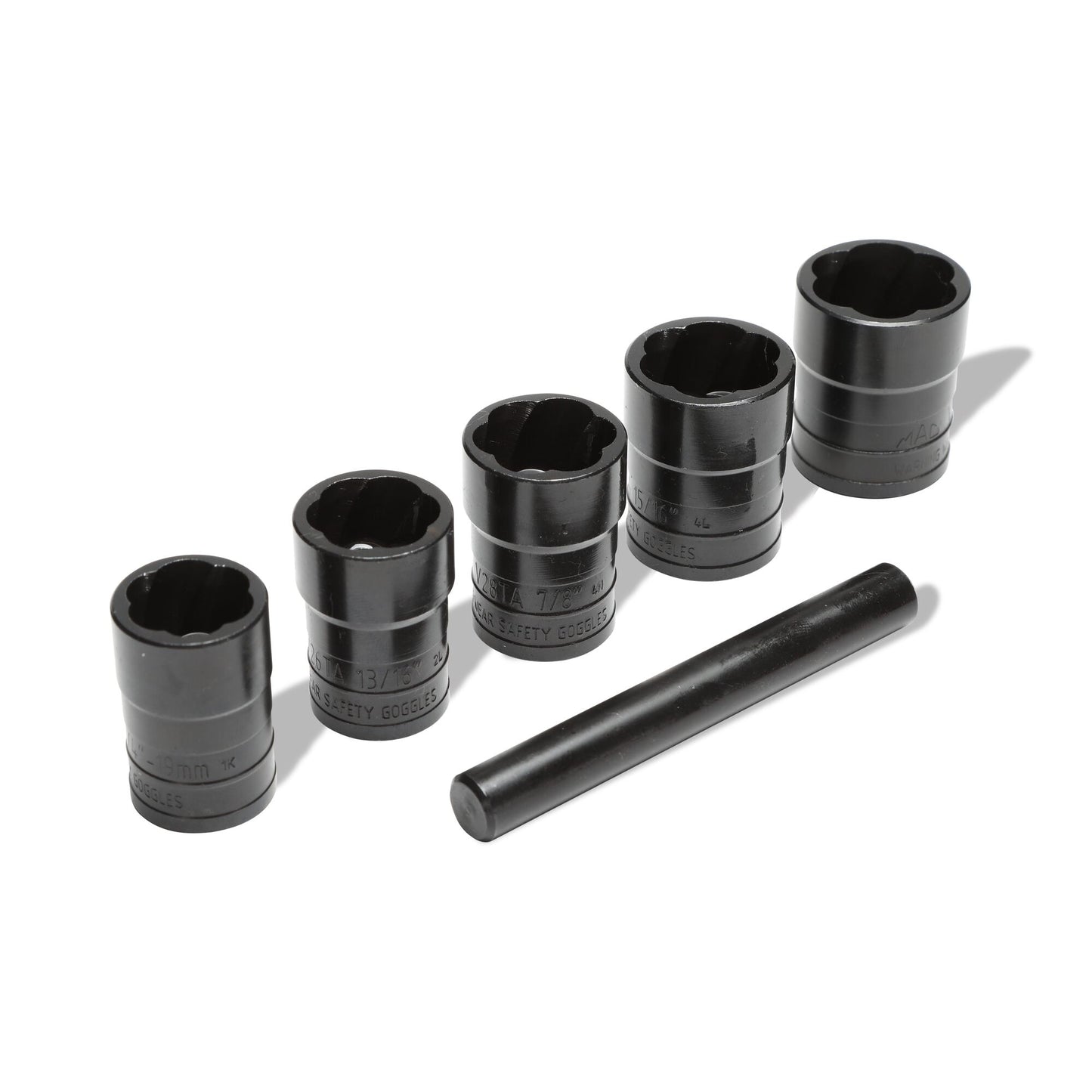 5-PC. Jeu de douilles torsadées à prise 1/2"