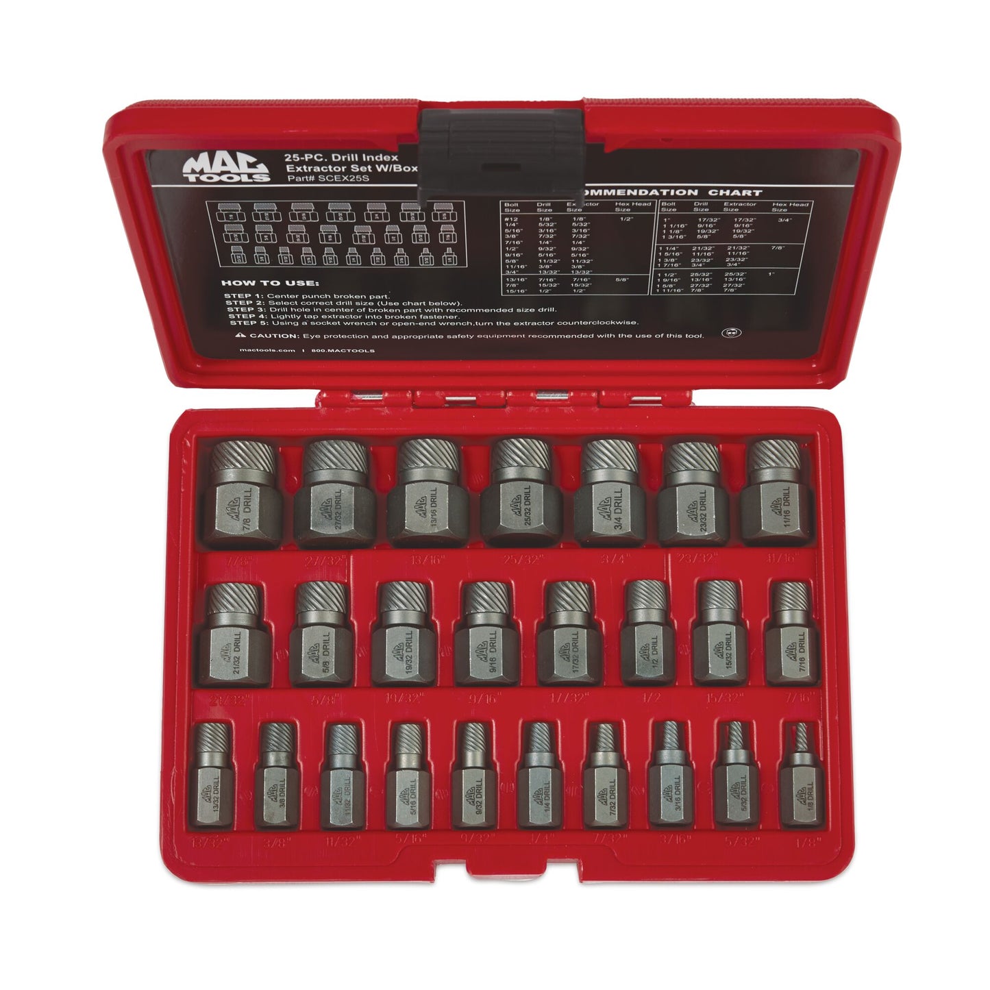 25-PC. Jeu d'extracteurs de vis multi-cannelures