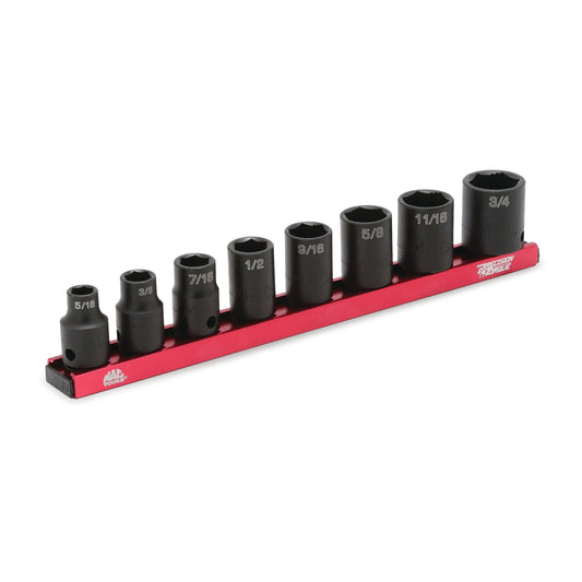 8-PC. Jeu de douilles à chocs SAE 3/8" - 6-PT.