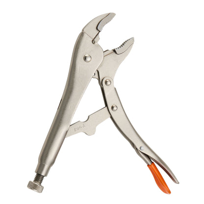 10" Curved Jaw Trigger Release Locking Pliers with Wire Cutter - Orange