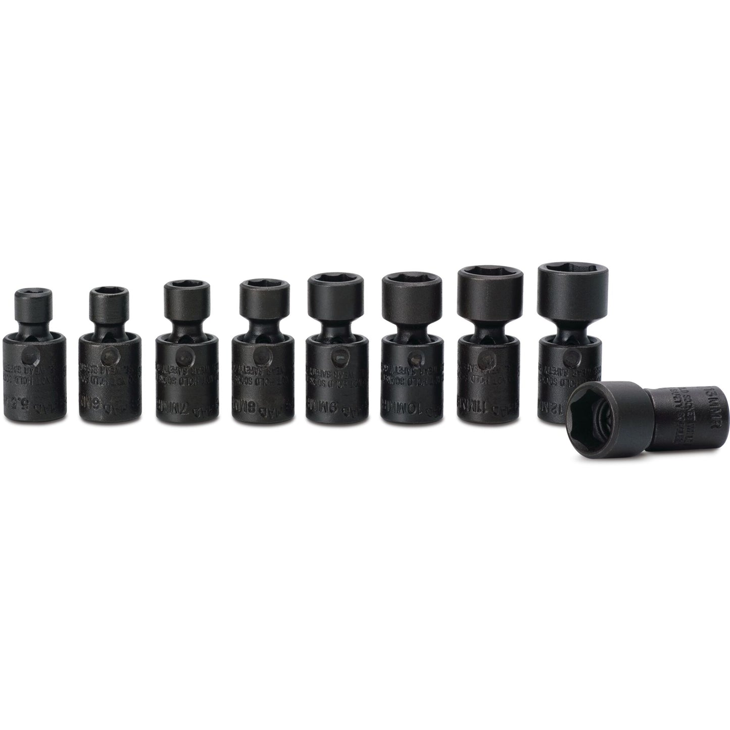 9-PC. Jeu de douilles à chocs universelles métriques à prise 1/4" - 6-PT.