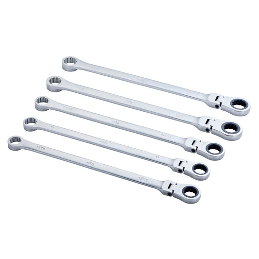 5-PC. SAE XL Flex Head Ratcheting Wrench Set – 12 pt.