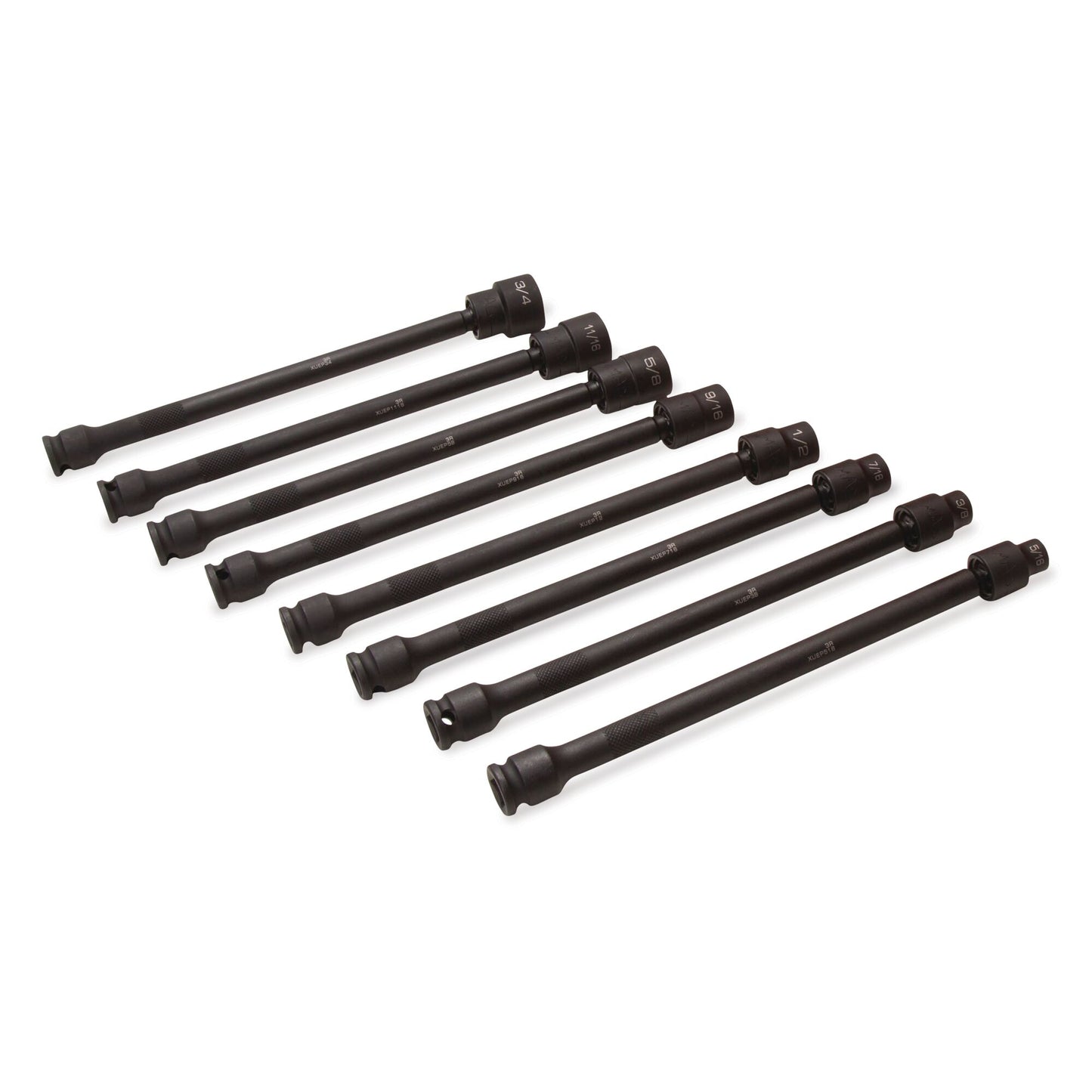 8-PC. Jeu de douilles à chocs universelles pour transmission à rallonge SAE de 3/8 po - 12 points.