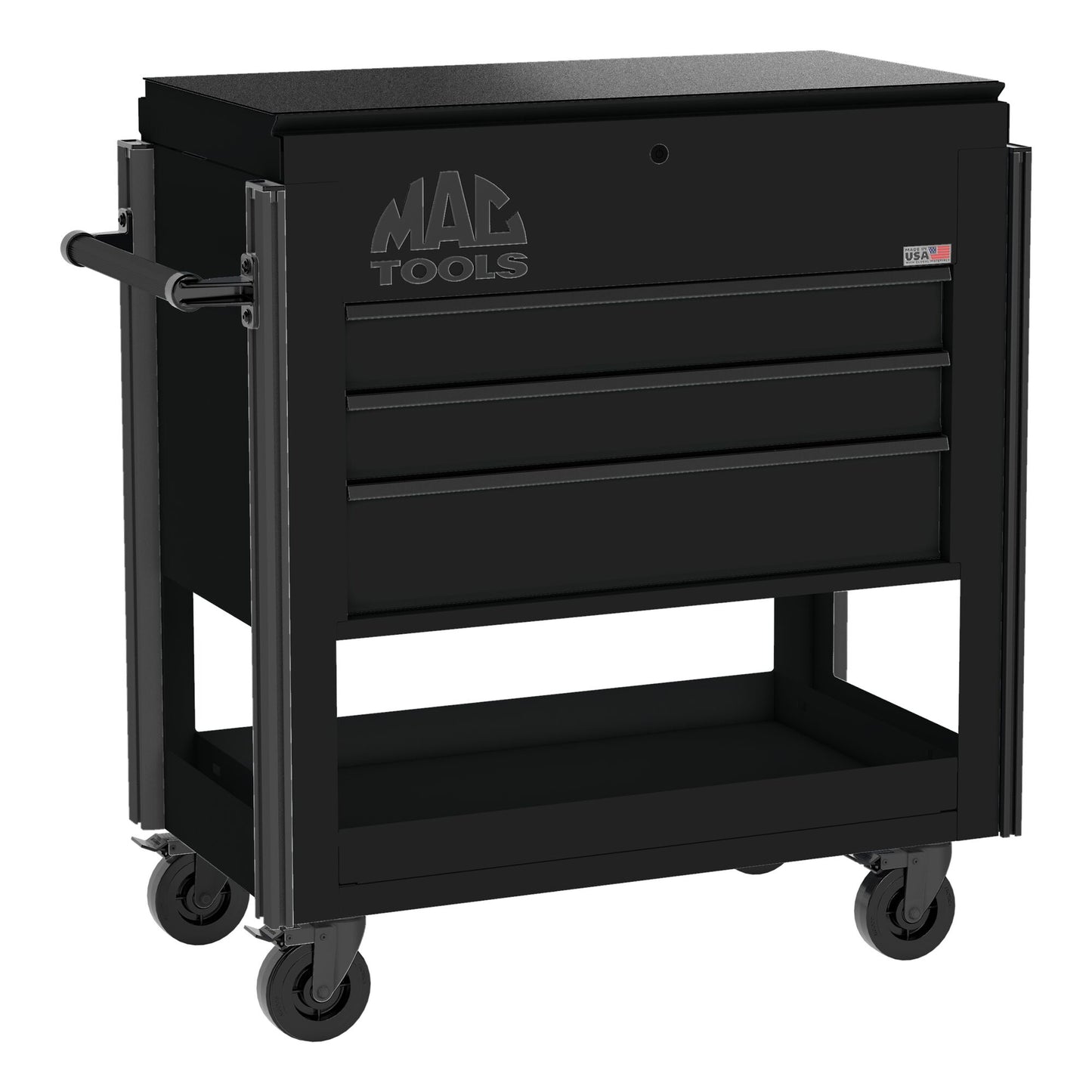 5-Drawer Utility Cart w/ Full Lid - Flat Black