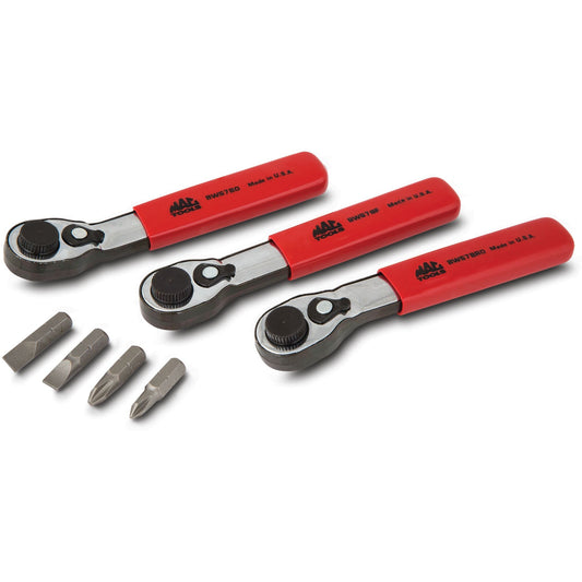 7-PC. Jeu de tournevis hexagonaux à cliquet 1/4"