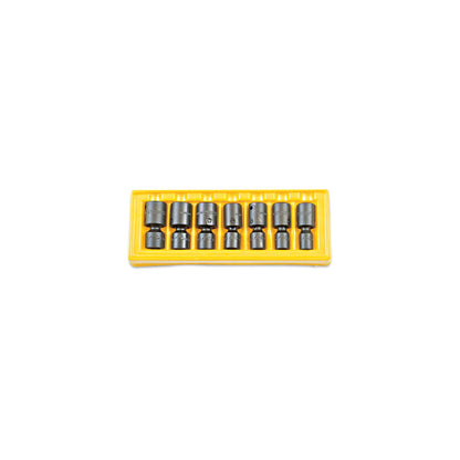 7-PC. 1/2" Drive Metric Universal Impact Socket Set - 6-PT.