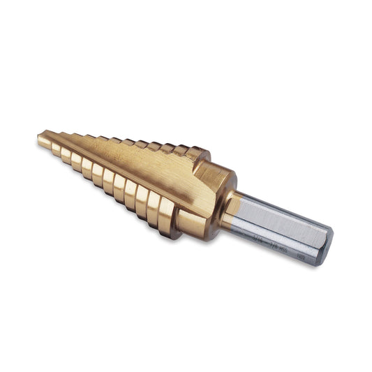Titanium-Nitride Coated Stepped Drill Bit 3/16" - 7/8" (12 steps)