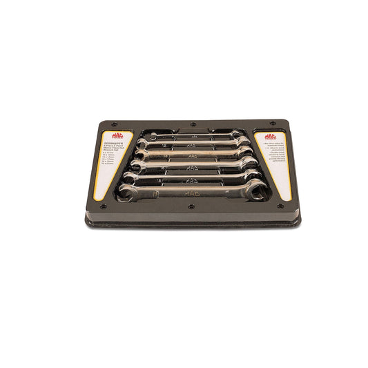 6-PC. Metric Double-End Flare Nut Wrench Set - 6-PT.