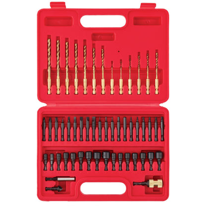 52-PC. 1/4" Hex Quick-Disconnect Titanium-Nitride Coated Drill Bit and Driver Set