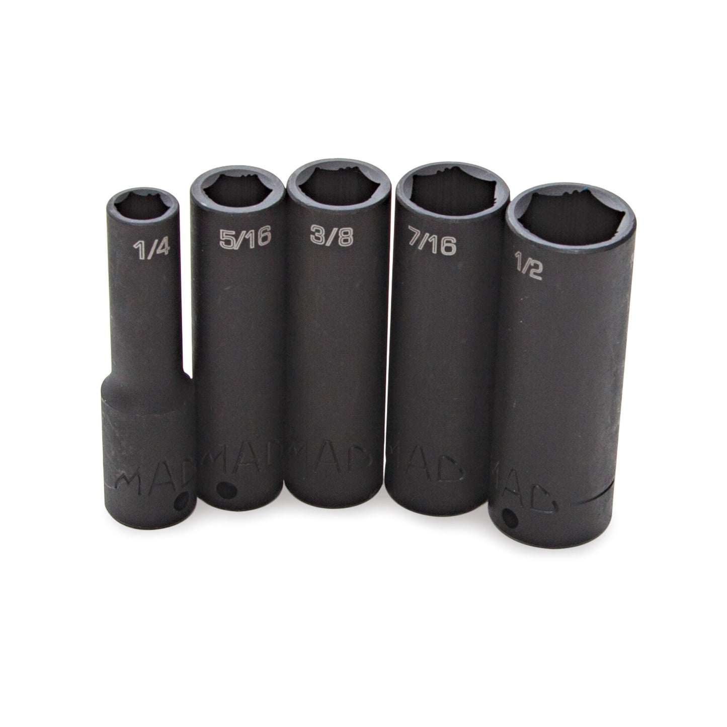 5-PC. Jeu de douilles antidérapantes à impact profond SAE 1/4" - 6-PT.