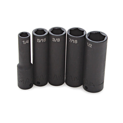 5-PC. Jeu de douilles antidérapantes à impact profond SAE 1/4" - 6-PT.