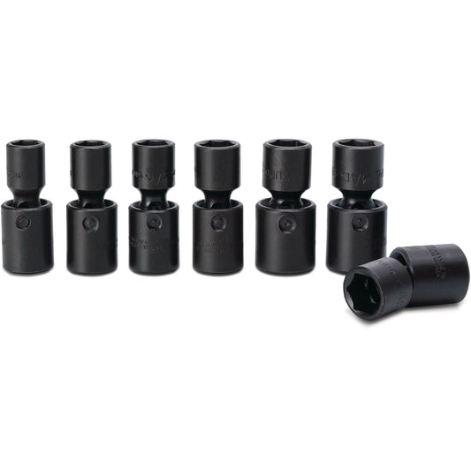 7-PC. Jeu de douilles à chocs universelles métriques à prise 1/2" - 6-PT.
