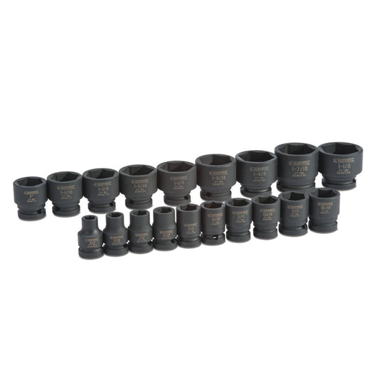 19-PC. 1/2" Drive Impact Socket Set - 6-PT.
