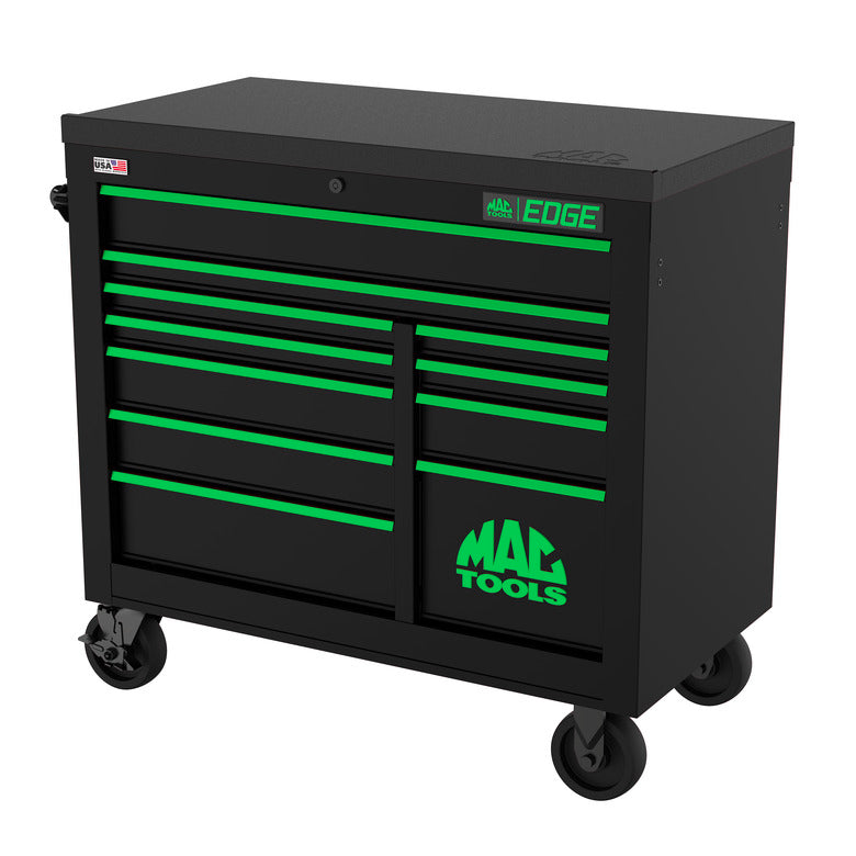 Edge™ 11-Drawer Workstation - Flat Black/Green Trim - E4122-B-FBLG 