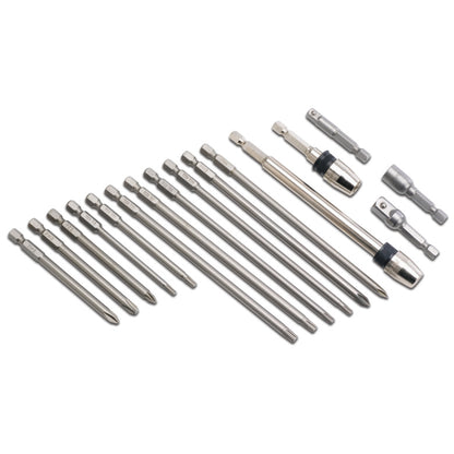 16-PC. 1/4" Hex Drive Long-Reach Quick-Connect Bit Set