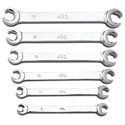 6-PC. Metric Double-End Flare Nut Wrench Set - 6-PT.