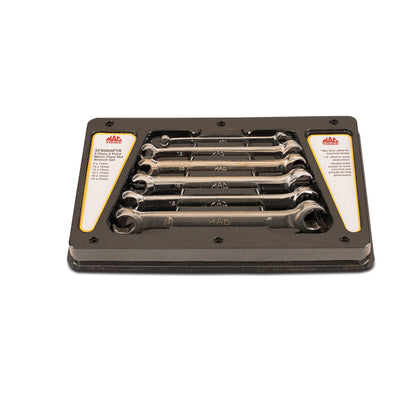 6-PC. Metric Double-End Flare Nut Wrench Set - 6-PT.