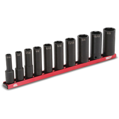 10-PC. 3/8" Drive SAE Deep Impact Socket Set - 6-PT.